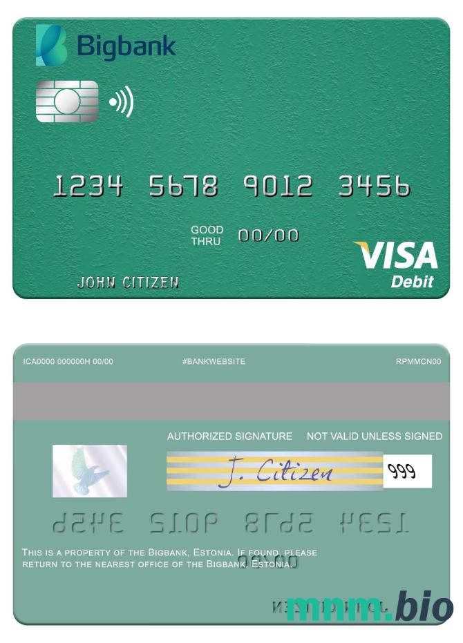 Estonia Bigbank visa debet karta przykład w formacie PSD